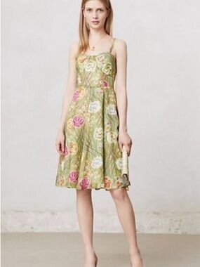 Anthropologie Girls from Savoy Retro-Inspired 100% Silk Sundress Size 4